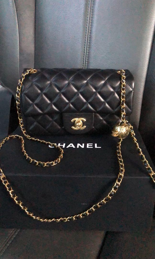 Chanel mini flap bag rectangular gold ball