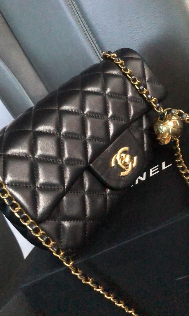 Chanel mini flap bag rectangular gold ball