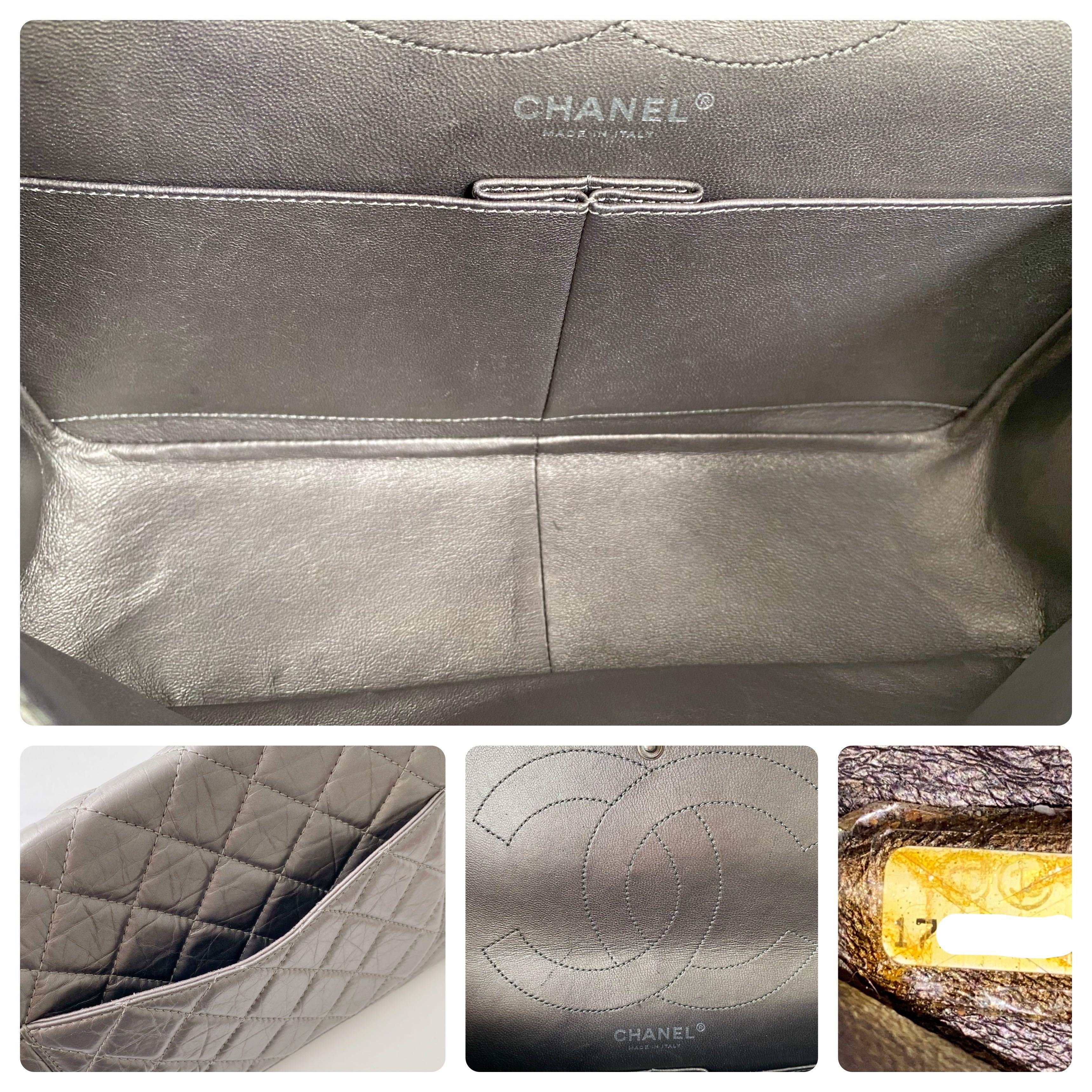 Chanel Silver Quilted Leather Reissue 2.55 Classic 227 Flap Bag