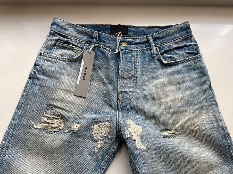 Fear of God 7th Collection 5-year indigo Vintage Wash Jeans, 男裝