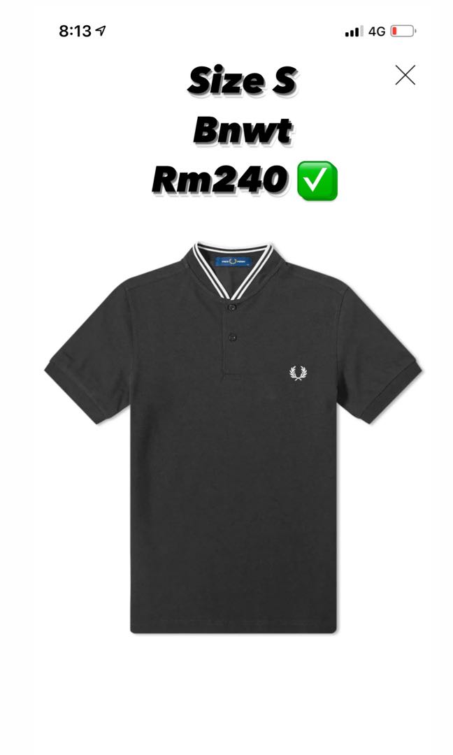 Fred Perry Mandarin Collar Polo, Men's 
