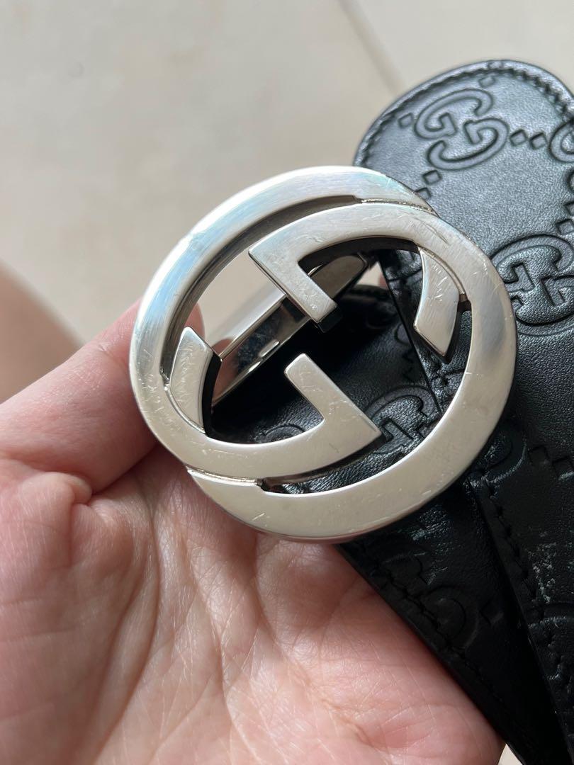 Gucci signature leather belt black hotsell