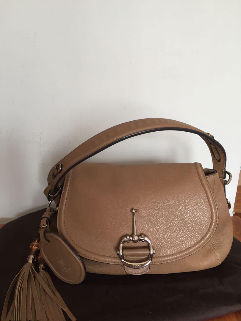 Gucci tan leather bag top