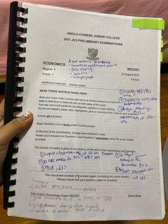H1 Economics Prelim testpapers