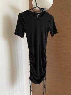 H&M Black Ruched Shirt Dress