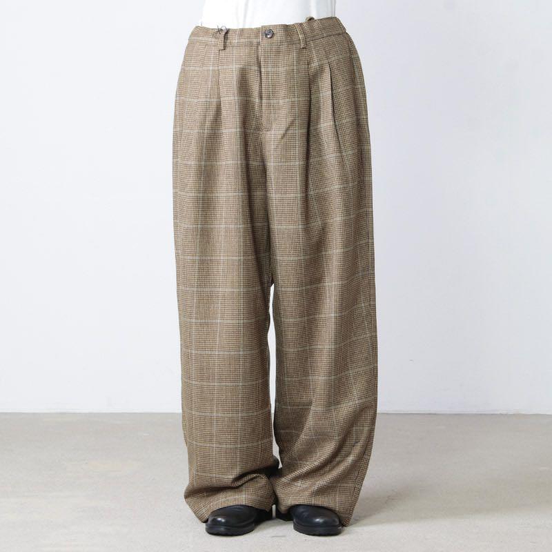 IS-NESS COJ NU WIDE EZ PANTS Wool 細格紋寬褲, 他的時尚, 褲子, 長褲