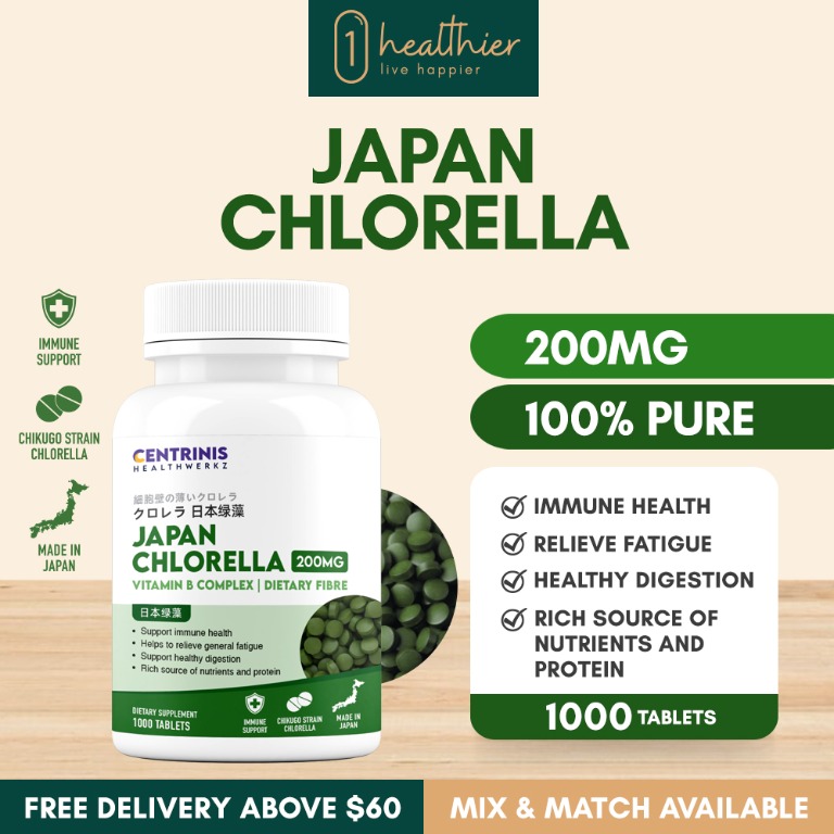 Japan Chlorella 200mg (1000s), Health & Nutrition, Health Supplements