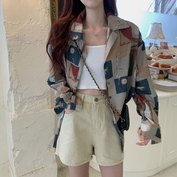 Korean retro long sleeve shirt, Women's 