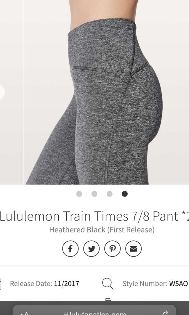 Lululemon Train Times 7/8 Pant *25 in Heathered Black Womens Size