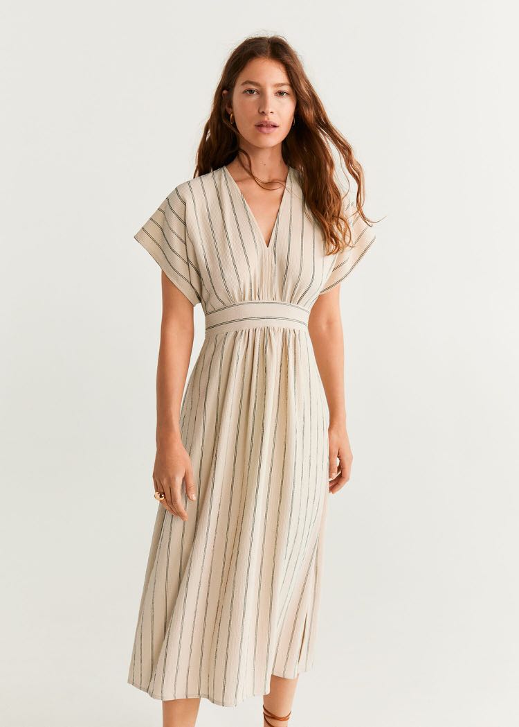 Mango stripe textured dress cheap