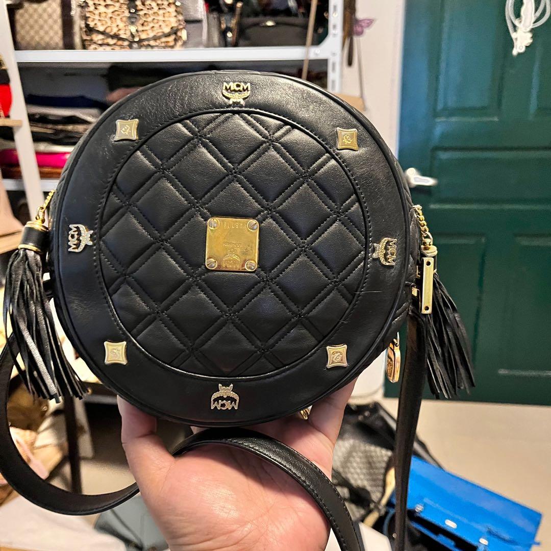 Mcm round sales sling bag