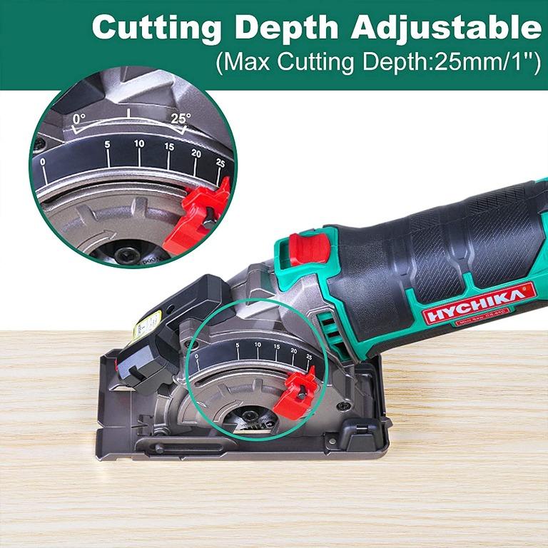 Mini Circular Saw, HYCHIKA Compact Circular Saw Tile Saw with Saw Blades  4A Pure Copper Motor, 3-3/8”4500RPM Ideal for Wood, Soft Metal, Tile and  Plastic Cuts, Laser Guide, Scale Ruler, Furniture