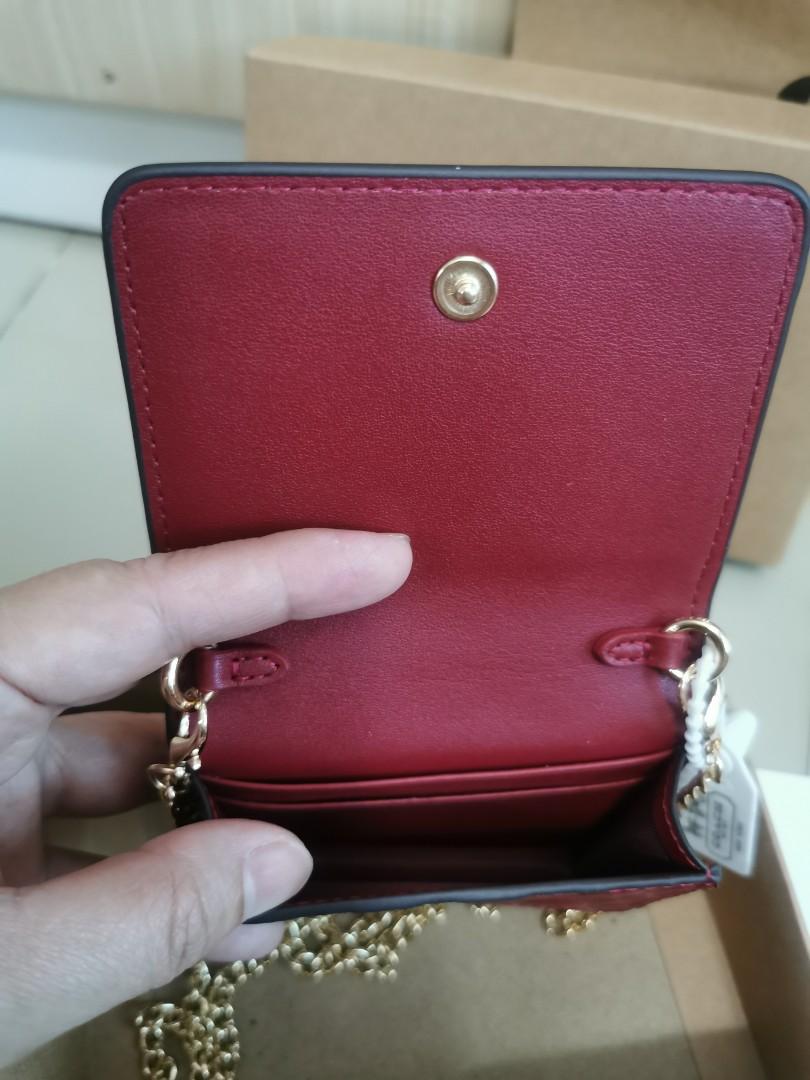 Coach Mini Wallet On A Chain C7316 In Signature Leather - Red
