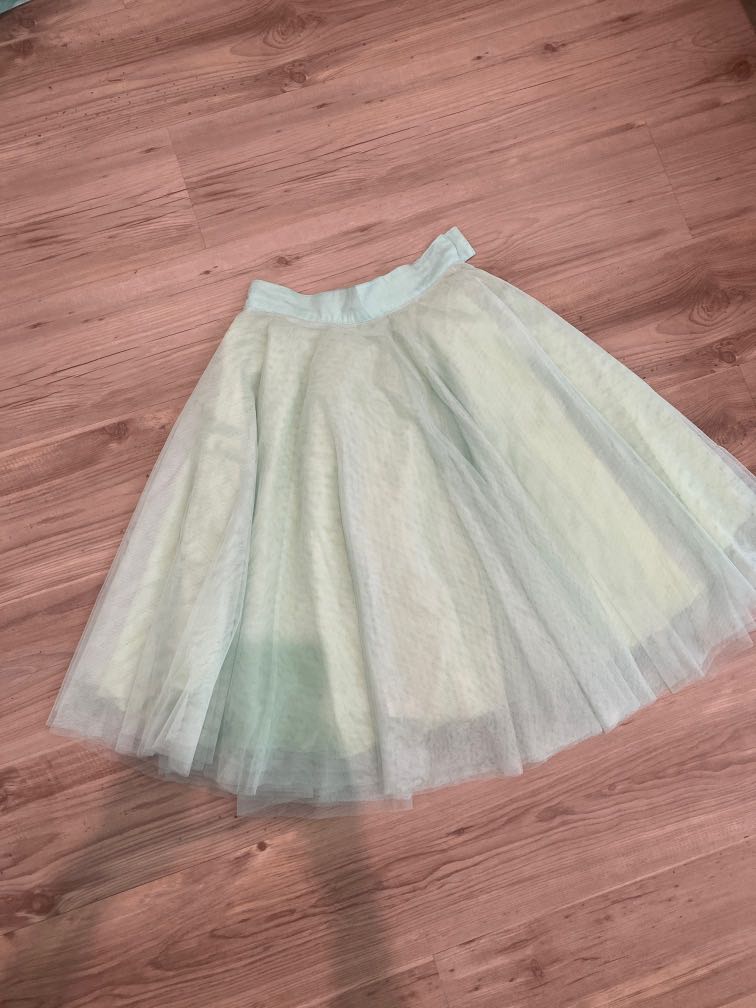 mint green tutu skirt korean, Fesyen Wanita, Pakaian Wanita, Gaun