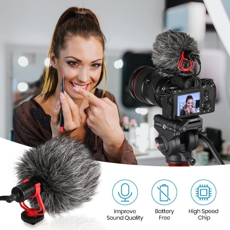 Digital Camera Moukey Camera Microphone – Shotgun Mic With Shock Mount ...