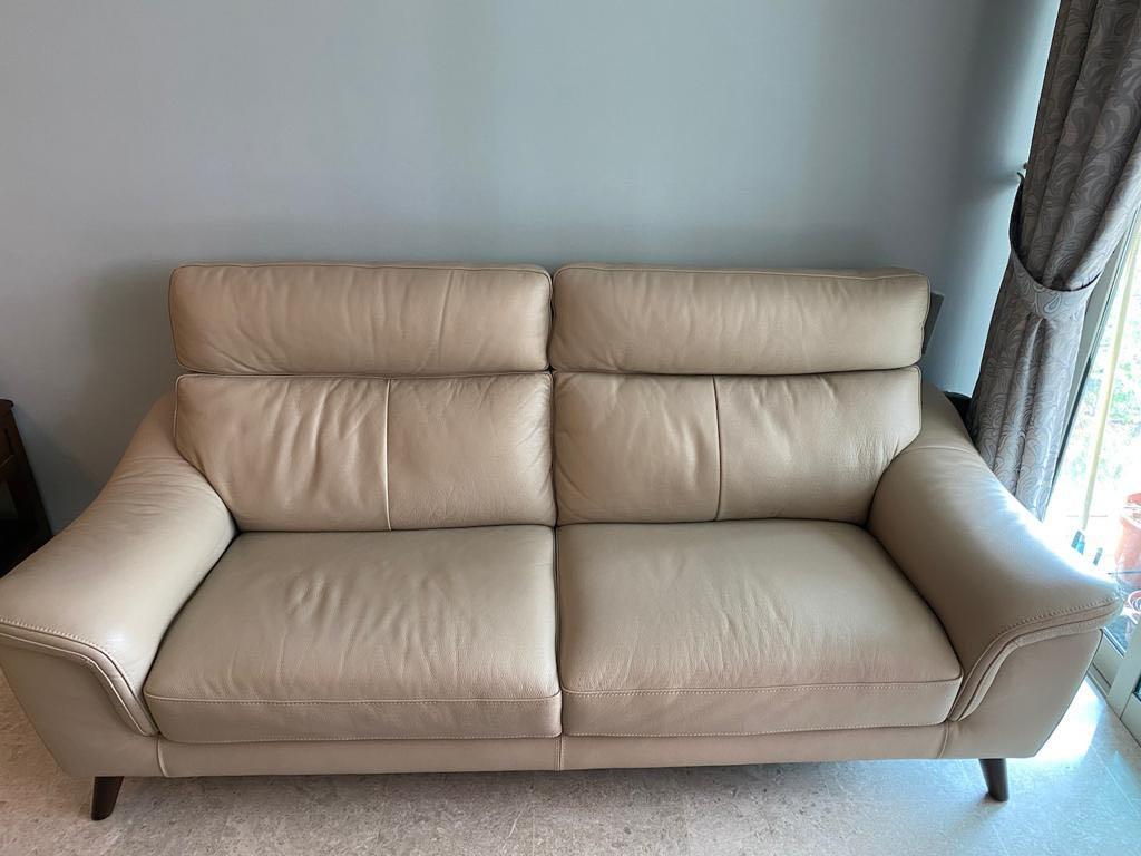 Oakley Full Leather 3 Seater Sofa (Mushroom), Furniture & Home Living