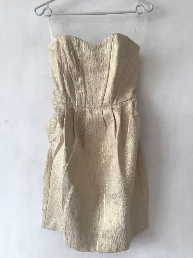 H\u0026M Party Dress Beige, Fesyen Wanita 