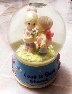 SALE! Precious Moments "Love is Best Shared" Musical Snow Glass Globe Figurine