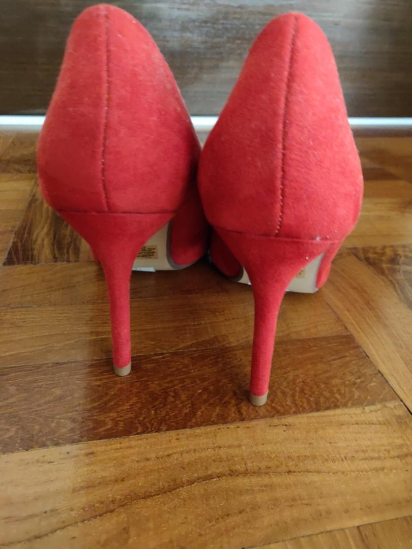 Red suede heels best sale uk