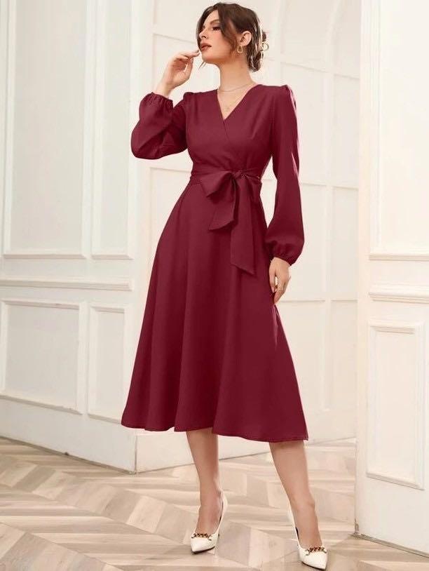 Shein hotsell maroon dress