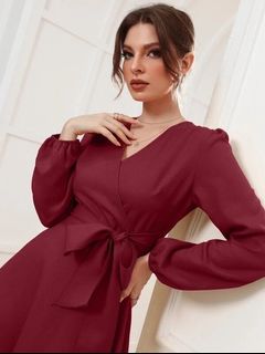 Shein burgundy dress clearance