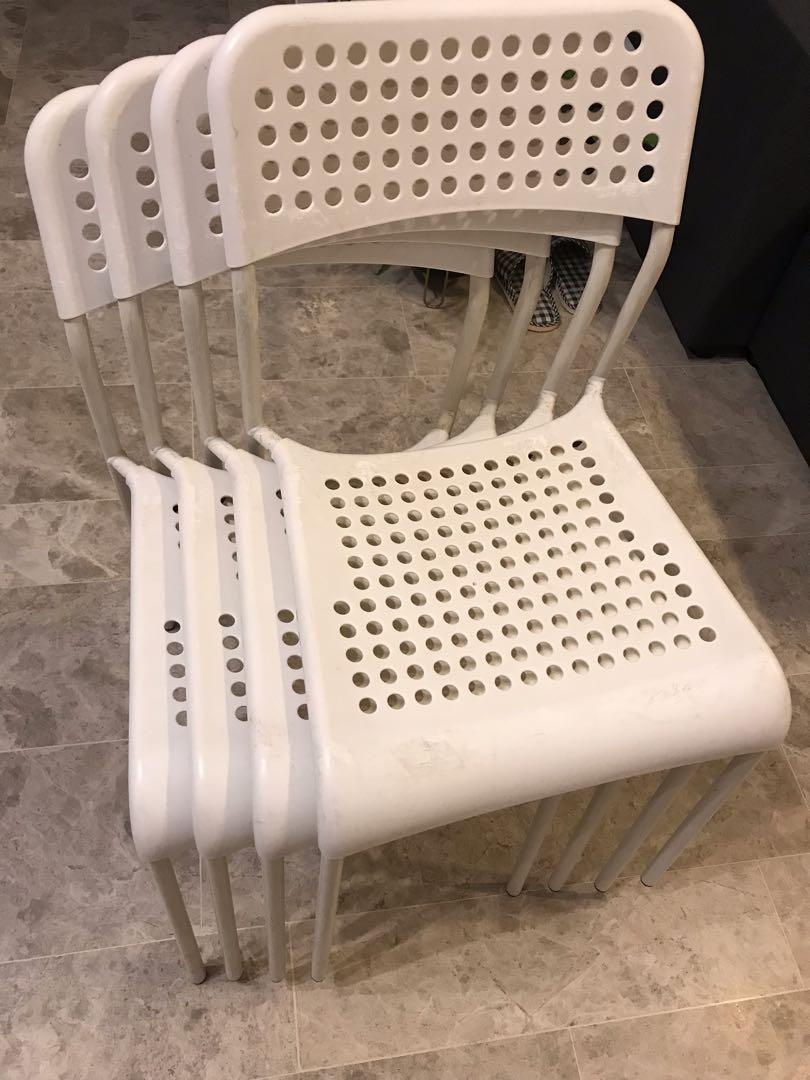 White Plastic chairs, Furniture & Home Living, Furniture, Chairs on