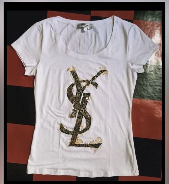 White and gold ysl shirt clearance