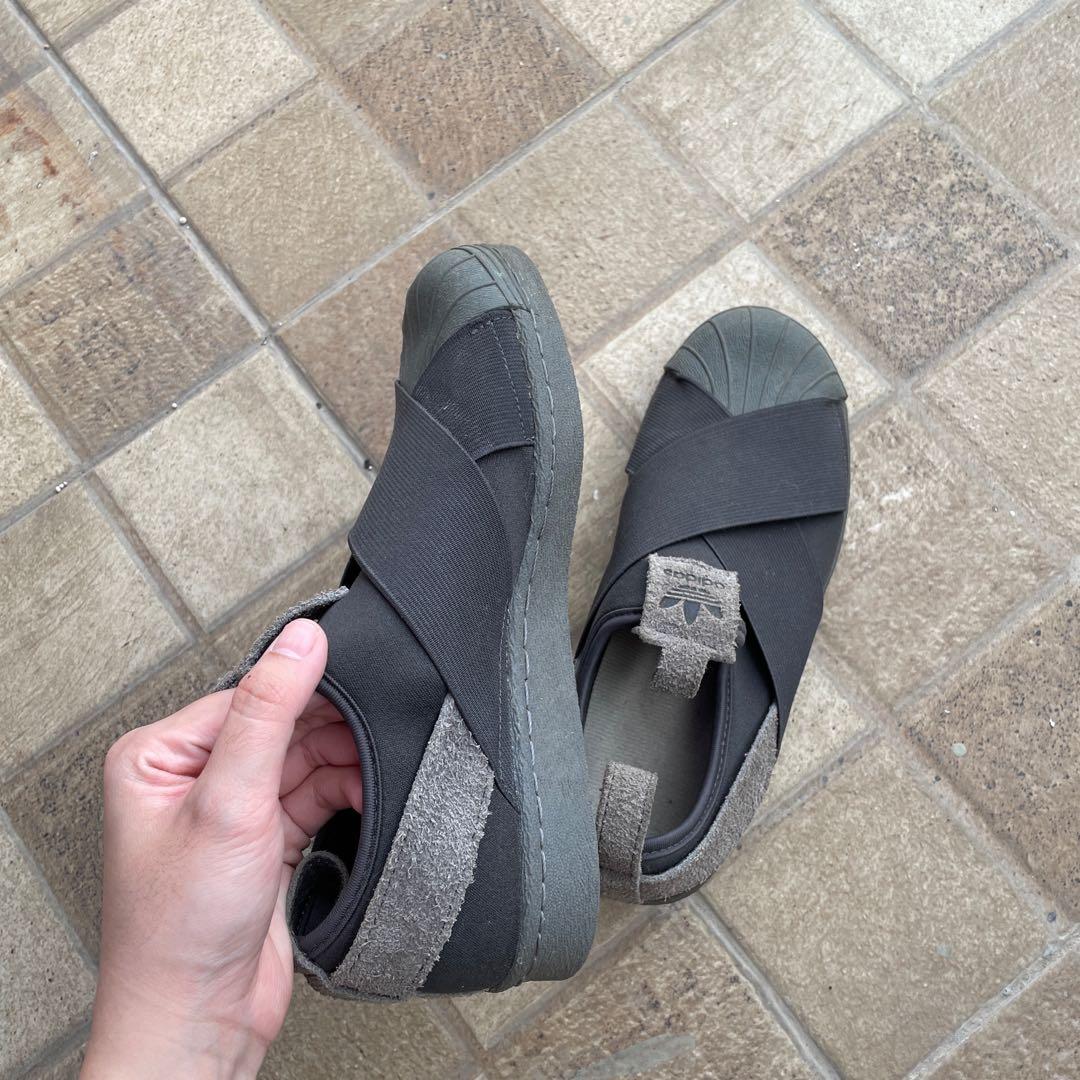 Adidas superstar slip on black grey discount