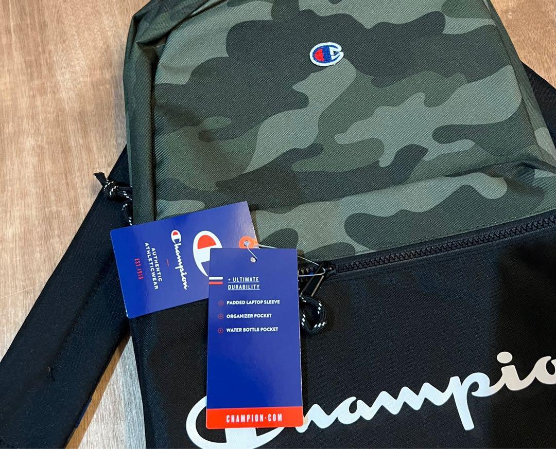 Authentic Champion Backpack (Category: Backpacks) located in Manila. Submitted by calipotski (Listing ID 1150024805, Image 3). Description: For Sale Champion Backpack 💯 Original Brandnew with tag 5pcs available W- 5 inches L- 11 inches H- 17.5 inches From US LP Posted.