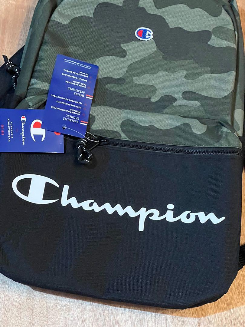 Authentic Champion Backpack (Category: Backpacks) located in Manila. Submitted by calipotski (Listing ID 1150024805, Image 2). Description: For Sale Champion Backpack 💯 Original Brandnew with tag 5pcs available W- 5 inches L- 11 inches H- 17.5 inches From US LP Posted.