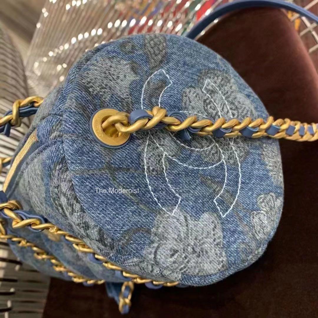 Chanel denim bowling bag on sale