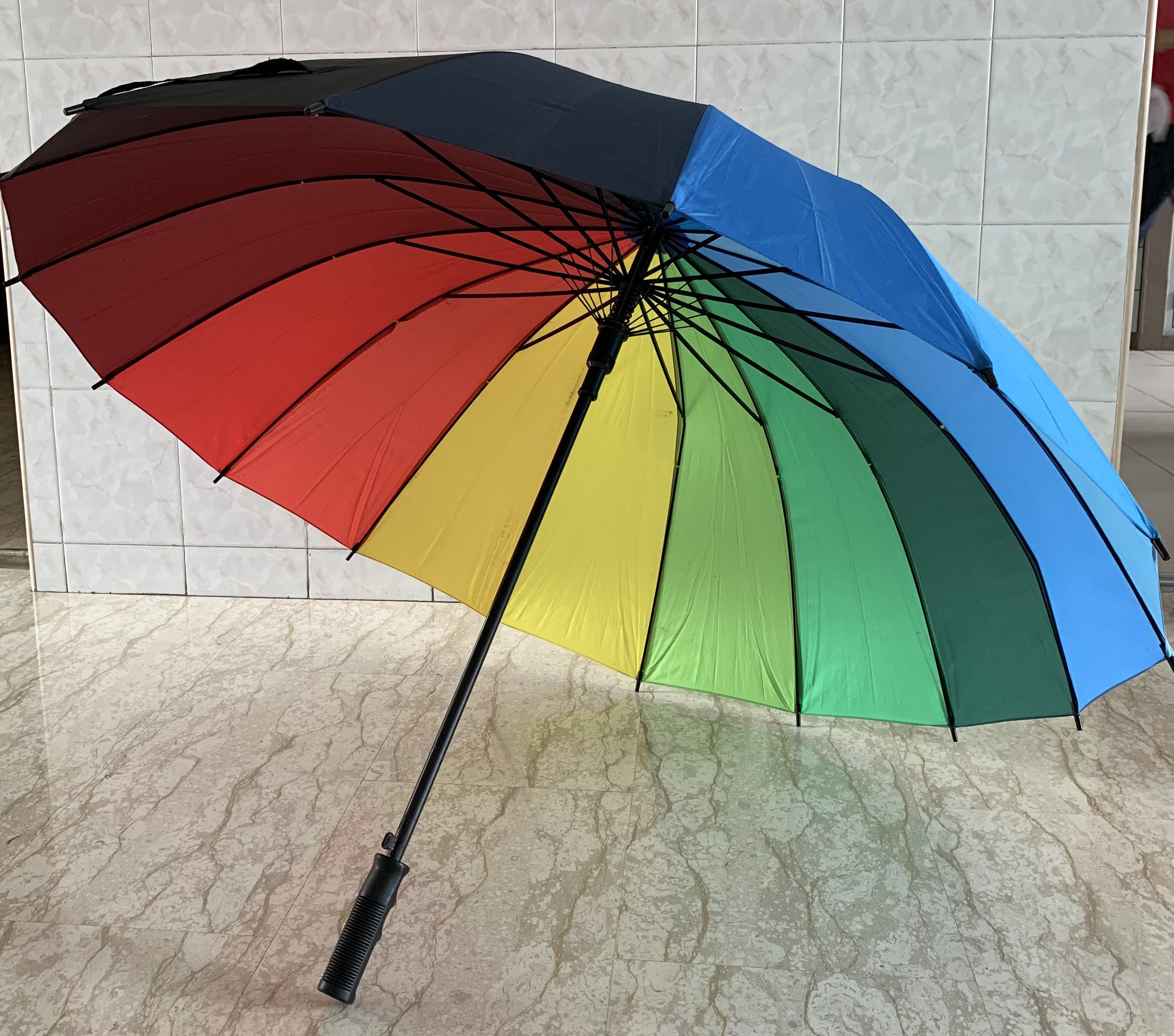 Big Rainbow Umbrella, Hobbies & Toys, Travel, Umbrellas on Carousell