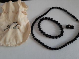Black onyx jewelry set - necklace-bracelet-earrings