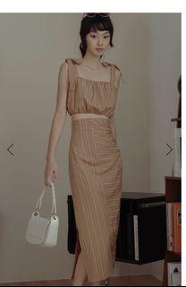 BNWT Fash Mob Rue Stripe Skirt in Blush