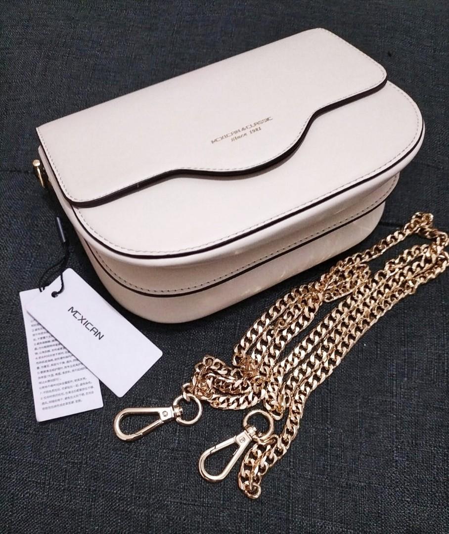 White shop bag leather
