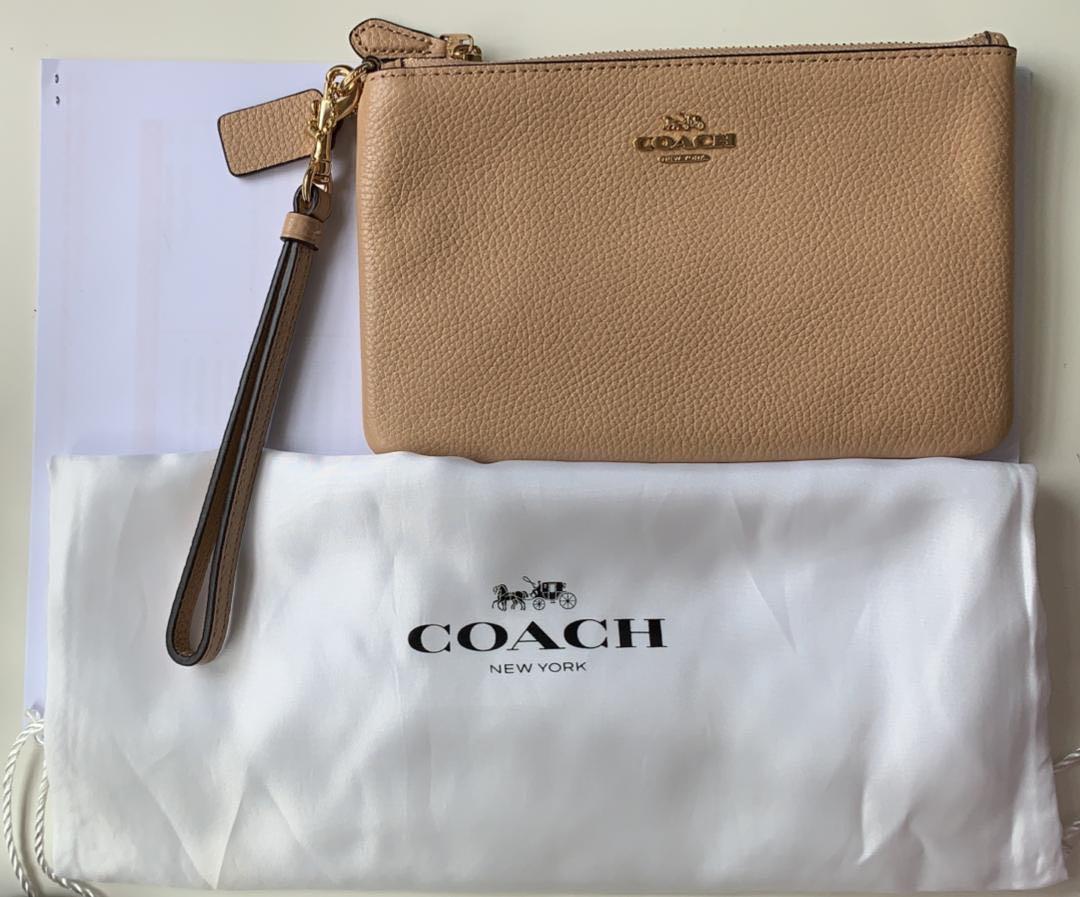 Coach beige wristlet new arrivals