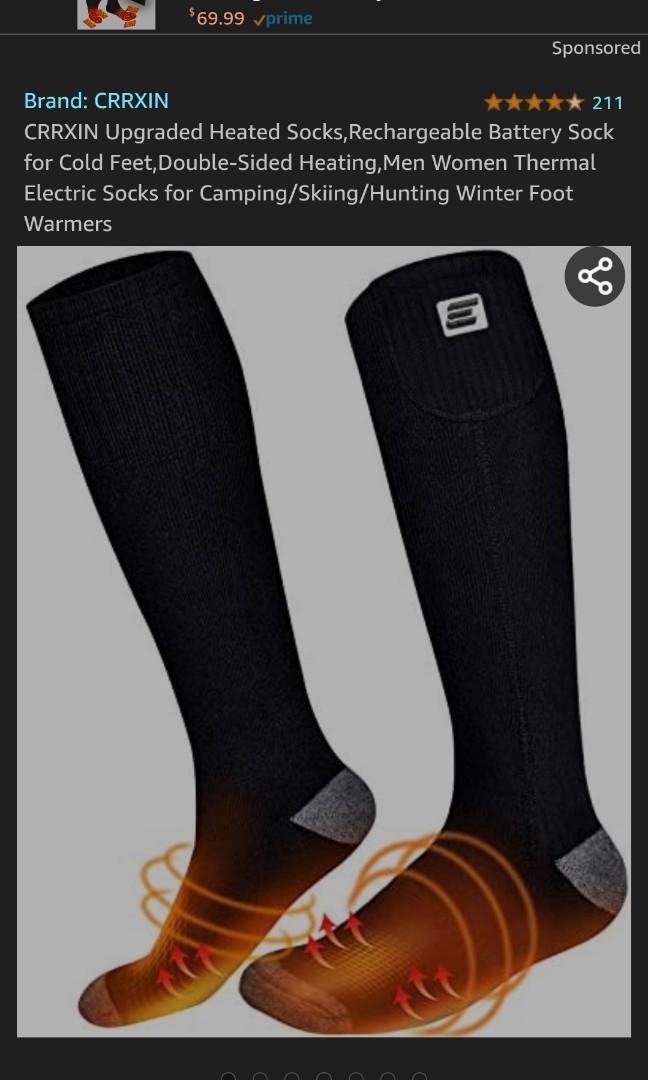 CRRXIN Heated Socks for Men Women Rechargeable Battery Heated Electric Socks 