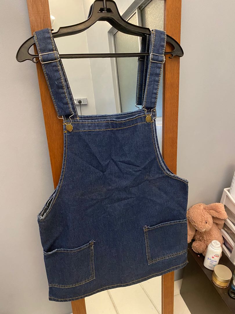 Denim skirt romper, Women's Fashion 