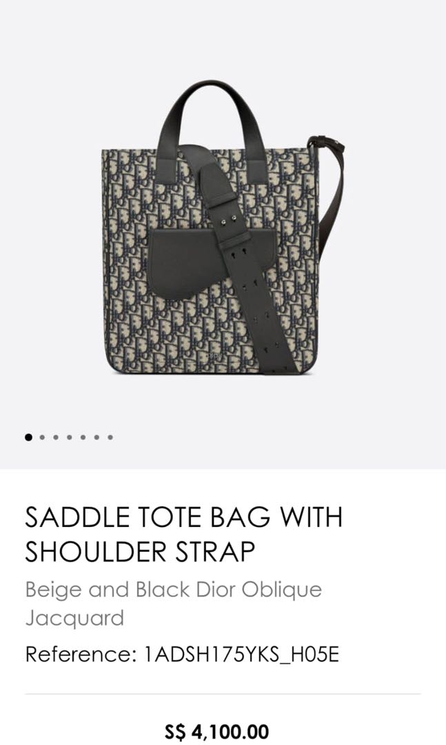 Dior saddle tote bag with shoulder strap clearance