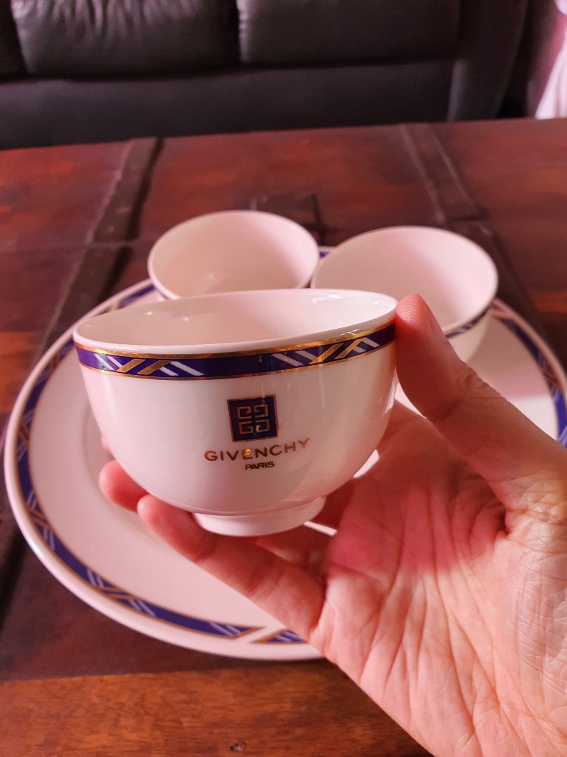 Givenchy tea cups and plate, Furniture & Home Living, Kitchenware