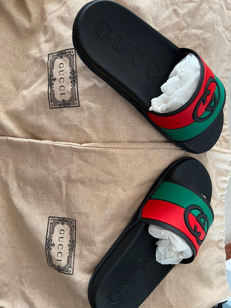 gucci slides black and red