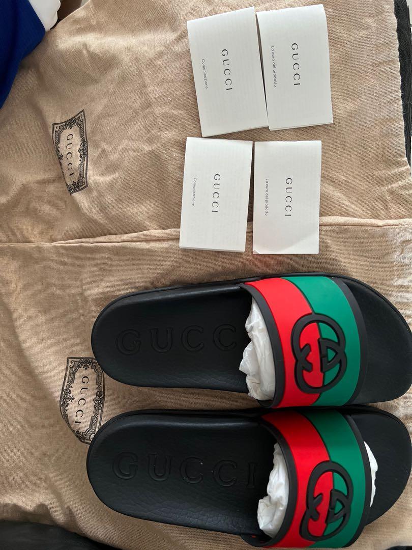 GUCCI SLIDES Rubber Black Red