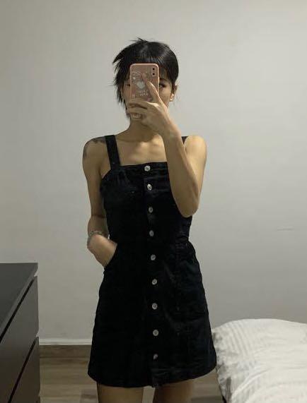 H&m denim deals dress black