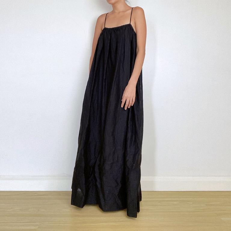 H☀M Black Linen Maxi Dress XS to Small ...