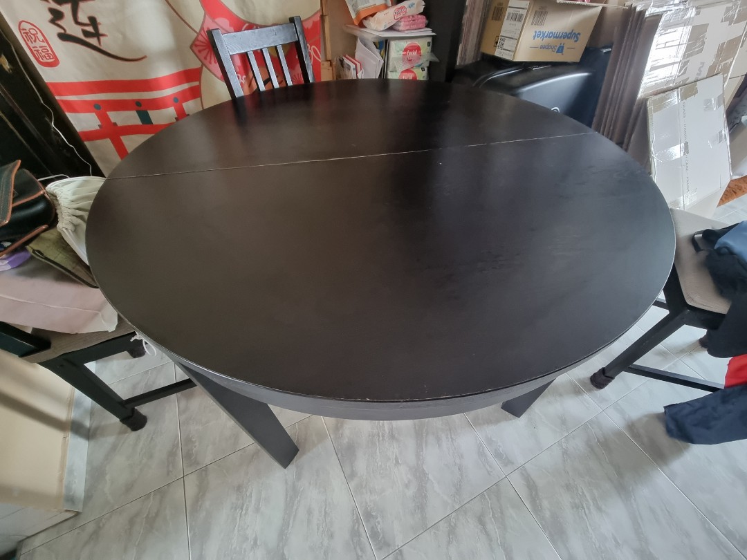IKEA Bjursta Extendable Round Dining Table (46 seaters), Furniture