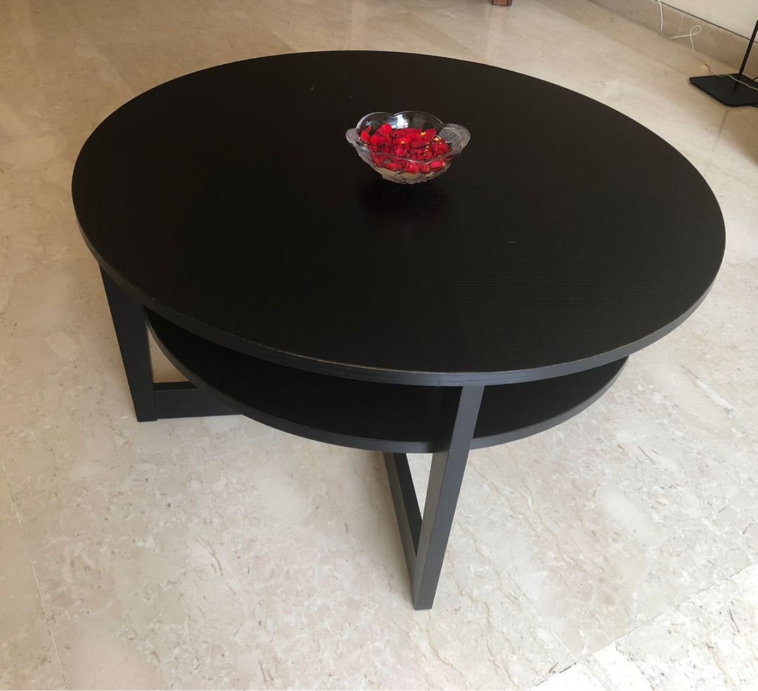Ikea Vejmon black brown coffee table, Furniture & Home Living, Furniture, Tables & Sets on Carousell