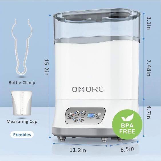 J024 OMORC Baby Bottle Steriliser and Dryer 600W 5 in 1 Multifunctional Bottle Warmer with Auto Power Off Digital LCD Display for Sterilizing