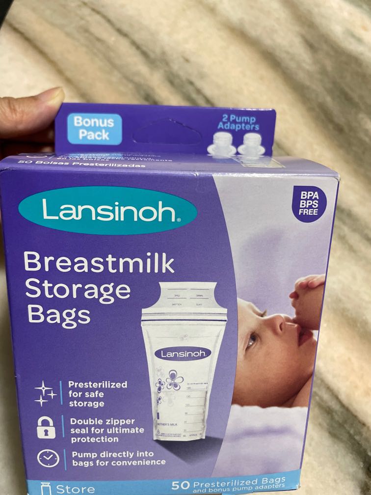 Lansinoh Breastmilk Storage Bags with pump adapters, Babies & Kids