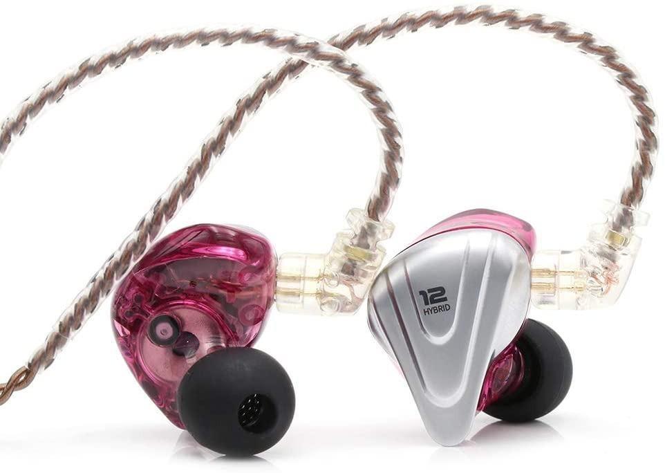 Linsoul KZ ZS10 Pro 4BA+1DD 5 Driver in-Ear HiFi Metal Earphones with  Stainless Steel Faceplate, 2 Pin Detachable Cable (Without Mic, Purple) 