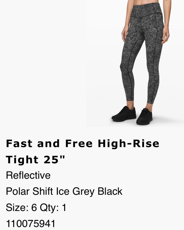 Lululemon Fast and Free Reflective High-Rise Tight 25 Size 6